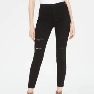 EUNINA Clara High Rise Skinny Crop Distressed Black Denim Jeans (NWT)